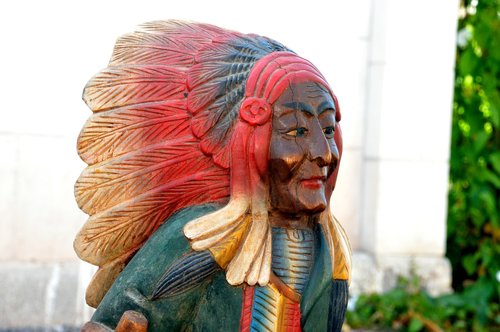 wood  statue  indian