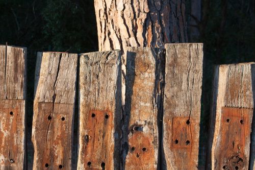 wood railway sleepers fence