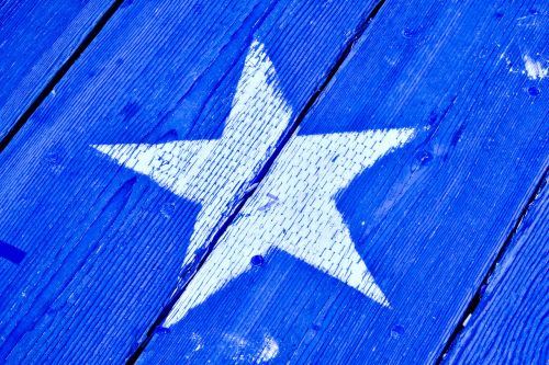 Wood Painted Star Blue