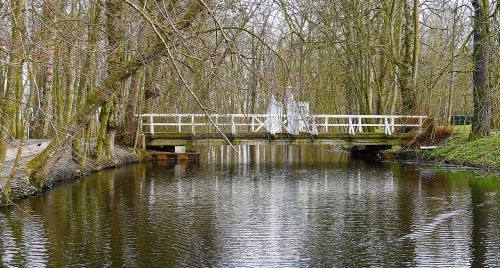 wooden bridge moat nature park