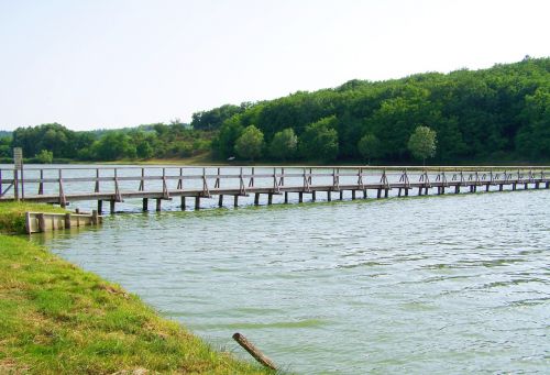 wooden bridge erősmároki lake hungary