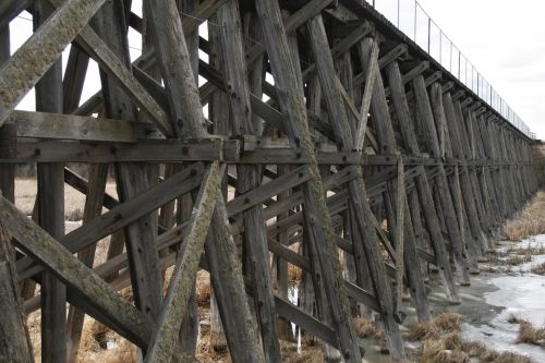 Wooden Bridge With Trusses
