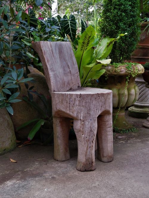 wooden chair carved chair rustic