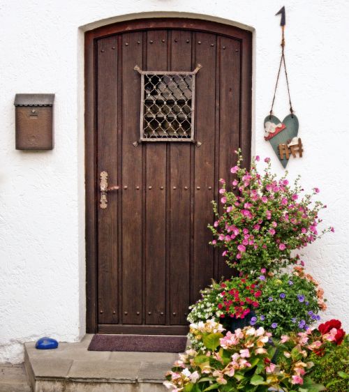 wooden door house entrance input
