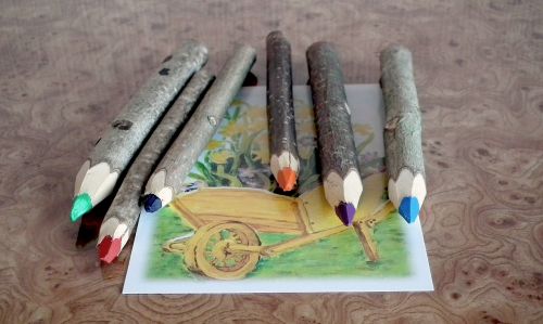 wooden pencils natural colorful