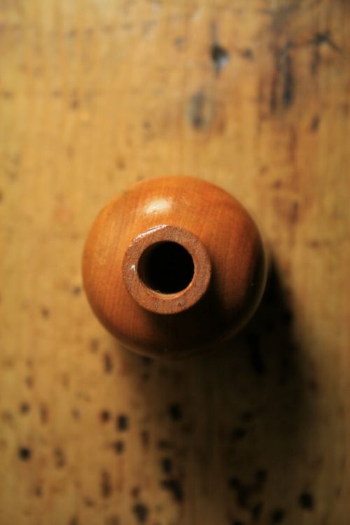 Wooden Pot With Small Opening