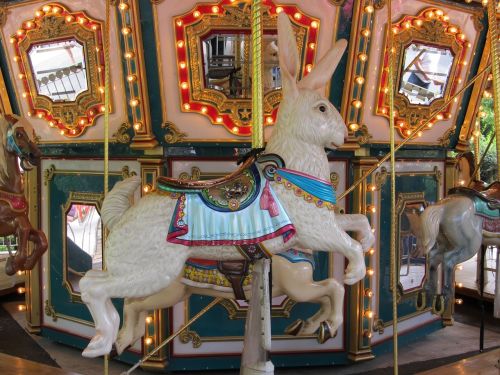 wooden rabbit carousel merry go round
