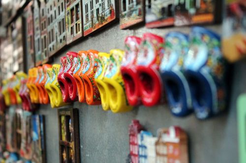 wooden shoes holland colorful