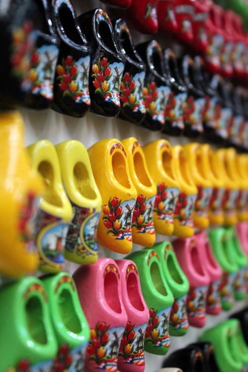 wooden shoes holland colorful