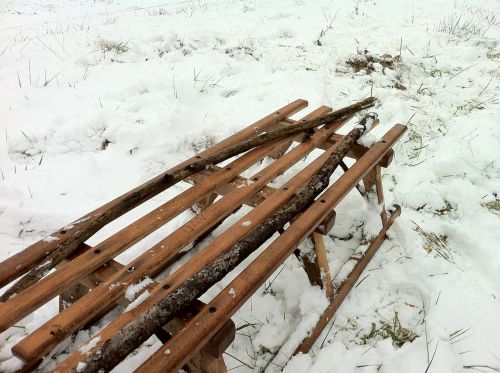 wooden sled snow winter