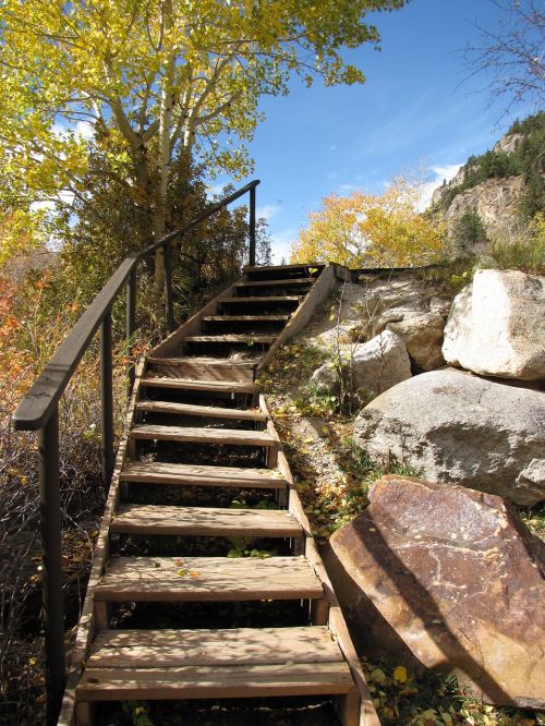 wooden stairs in mountains wooden stairs outdoors wooden stairs nature