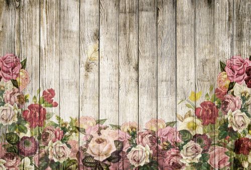 wooden wall roses background
