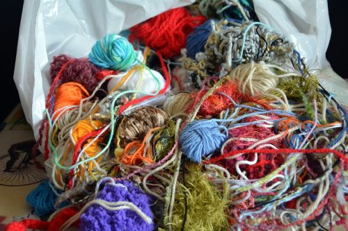 wool tangled winter knitting