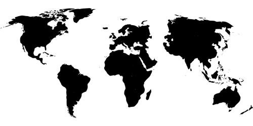 world map asia black