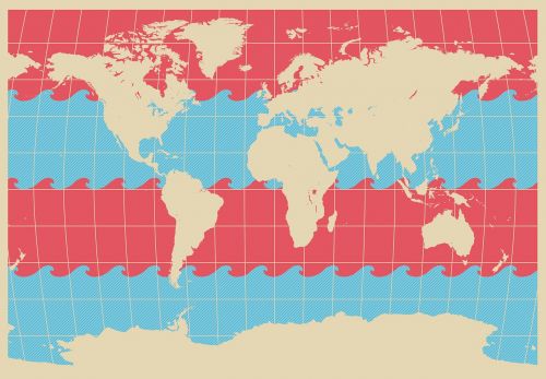 world map wave blue