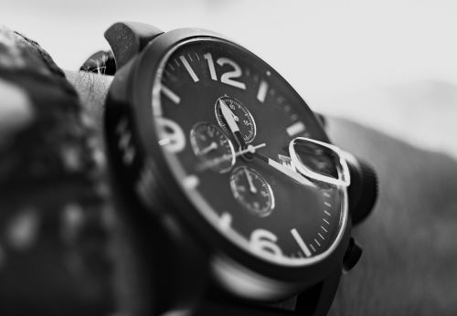 wrist watch black and white
