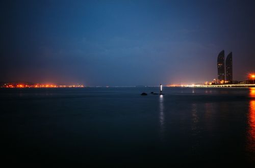 xiamen night view harbor
