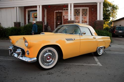 yellow ford thunderbird