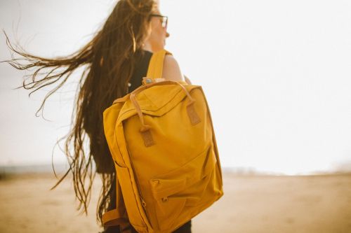 yellow backpack bag