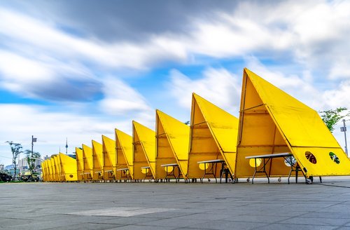 yellow  clouds  tent