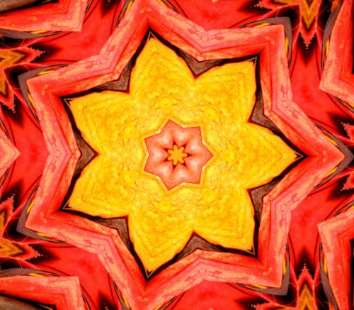 Yellow And Red Star Kaleidoscope