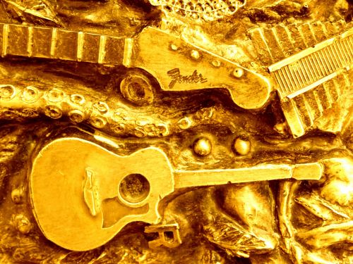 Yellow Guitars Background