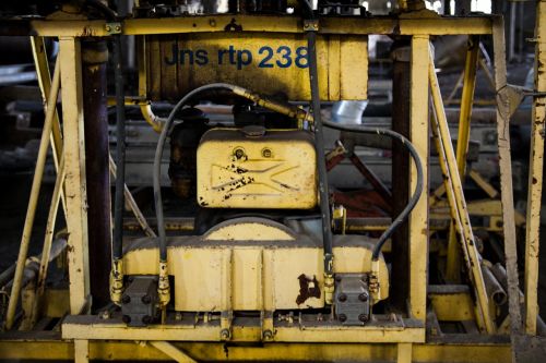 yellow machinery machine rusty