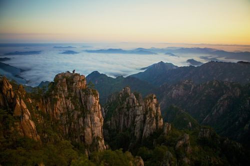 yellow mountains china yellow