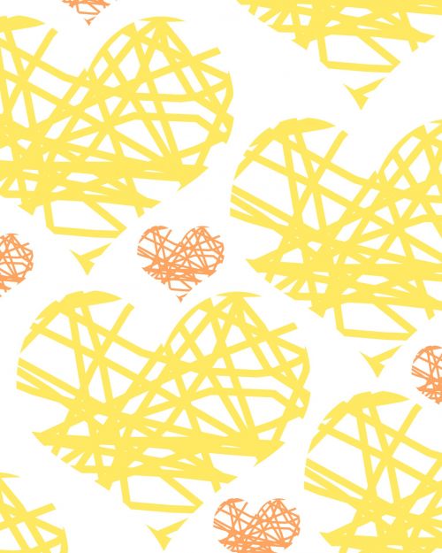Yellow Scribble Hearts