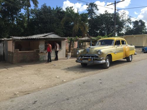 yellow vintage car cuba old american yellow car