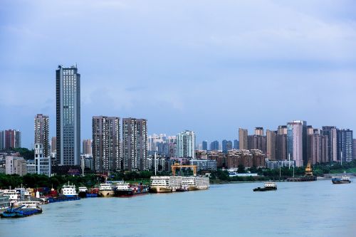 yichang panoramic riverside tall buildings