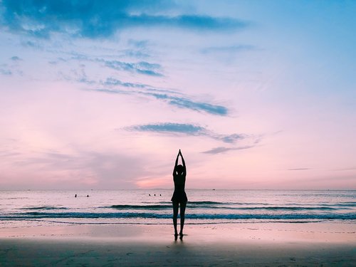 yoga  sea  sunshine