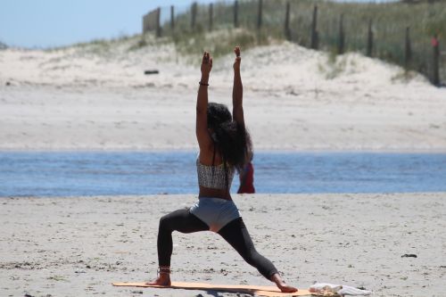 yoga woman beach