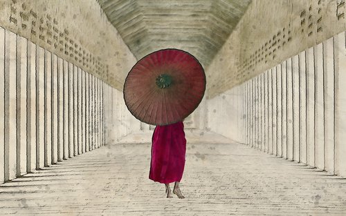 young  monk  walking