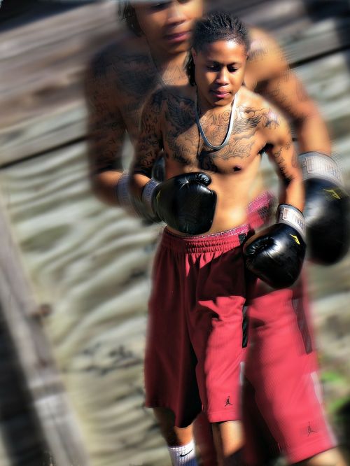 young man boxing