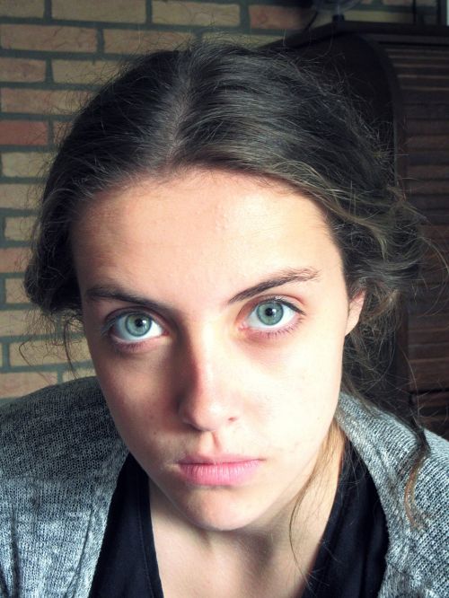young woman blue eyes portrait
