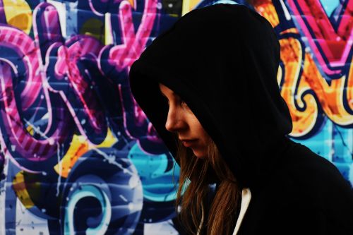 young woman girl graffiti
