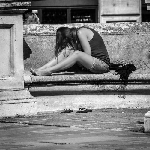 young woman paris new bridge