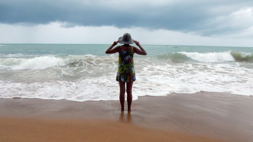 young woman beach sea