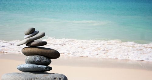 Stacked Zen Stones Pebble Beach Yoga  #16982 2 x Diamond Stickers 7.5 cm 
