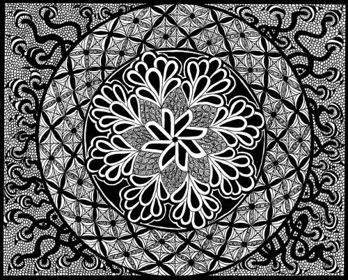 zentangle pictures black and white drawing