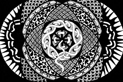 zentangle pictures rosette black and white