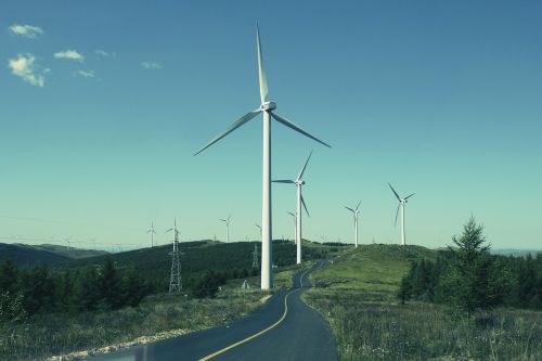 zhangbei grasslands road windmill