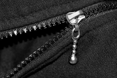 zip clothing close up