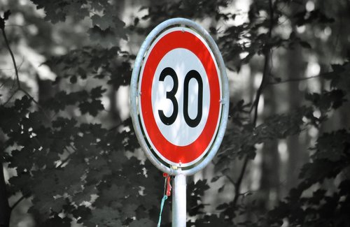 zone 30  road sign  caution